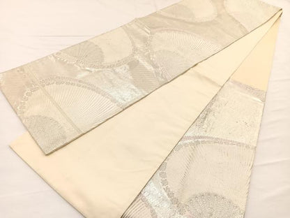 平和屋着物◎六通柄袋帯　唐織　孔雀　銀糸　正絹　逸品　BAAW7937hv