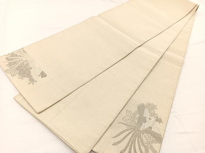 平和屋着物◎太鼓柄袋帯　唐織　つづれ　鳳凰花文　プラチナ箔　正絹　逸品　BAAW7942hv