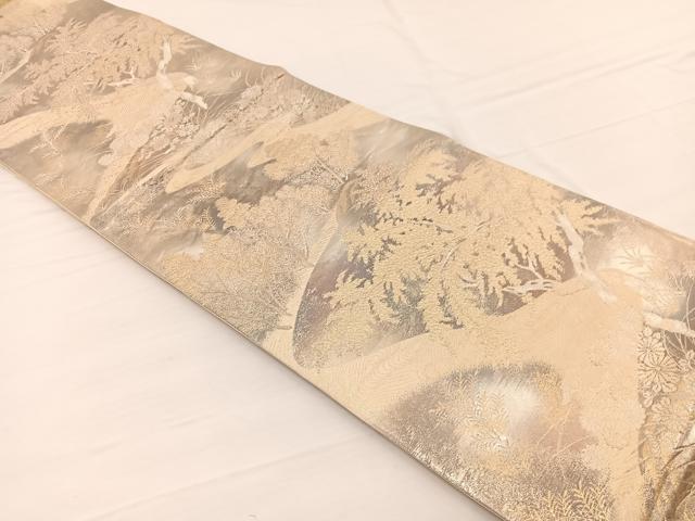 平和屋着物◎六通柄袋帯　京洛錦　流水風景文　金銀糸　二重引箔　正絹　逸品　BAAW7946hv