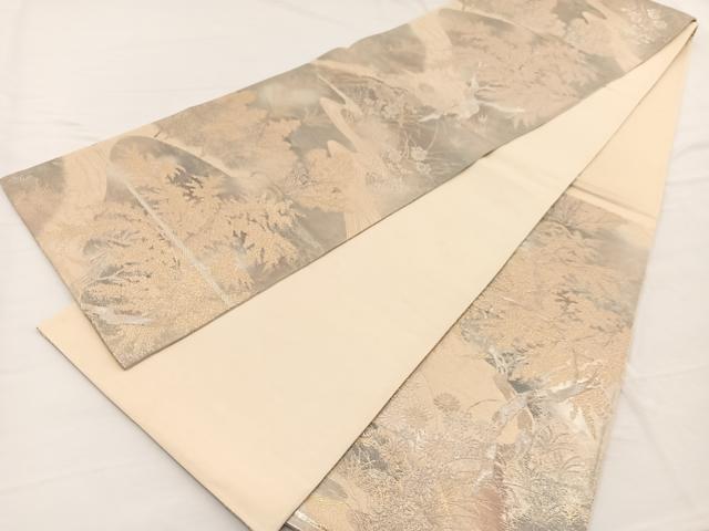 平和屋着物◎六通柄袋帯　京洛錦　流水風景文　金銀糸　二重引箔　正絹　逸品　BAAW7946hv