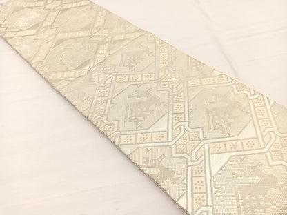 平和屋着物◎六通柄袋帯　有栖川　銀糸　正絹　逸品　BAAW7947hv