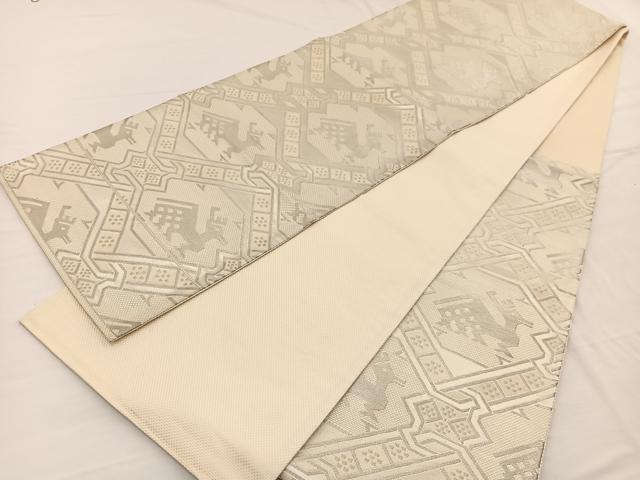 平和屋着物◎六通柄袋帯　有栖川　銀糸　正絹　逸品　BAAW7947hv