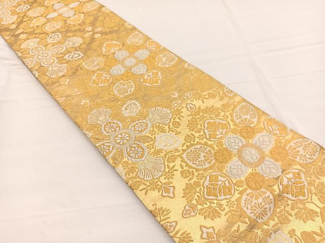 平和屋着物◎六通柄袋帯　唐織　更紗花文　金銀糸　正絹　逸品　BAAW7962hv
