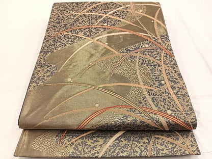 平和屋着物◎六通柄袋帯　露芝文　金糸　正絹　逸品　BAAW7968hv
