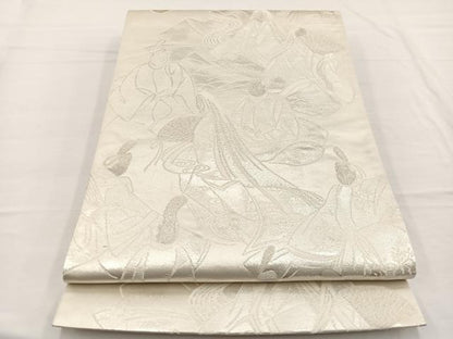 平和屋着物◎六通柄袋帯　唐織　三十六歌仙　銀糸　正絹　逸品　BAAW7971hv