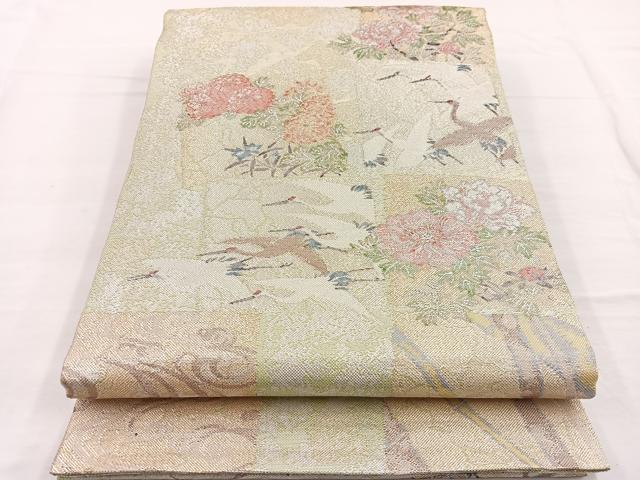 平和屋着物◎佐賀錦　六通柄袋帯　作家物　飛鶴花文　金銀糸　正絹　逸品　BAAW7973hv
