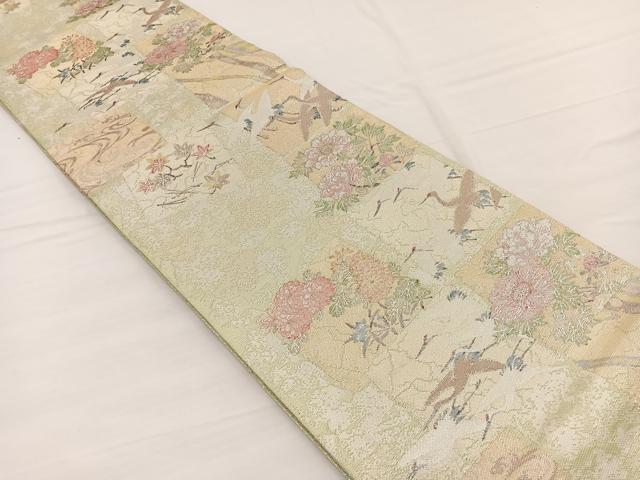 平和屋着物◎佐賀錦　六通柄袋帯　作家物　飛鶴花文　金銀糸　正絹　逸品　BAAW7973hv