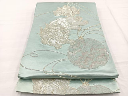 平和屋着物◎六通柄袋帯　獅子に鈴　金銀糸　正絹　逸品　BAAW7984hv