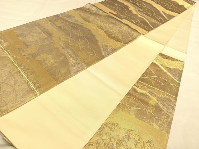 平和屋着物◎六通柄袋帯　霞遠山文　金糸　正絹　逸品　BAAW8019qw