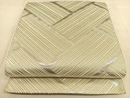 平和屋着物◎六通柄袋帯　唐織　檜垣文　銀糸　正絹　逸品　BAAW8020qw