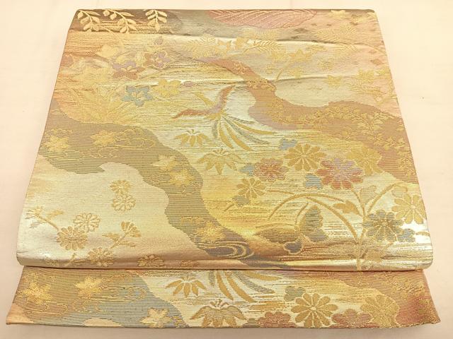 平和屋着物◎六通柄袋帯　道長花鳥文　金糸　正絹　逸品　BAAW8023qw