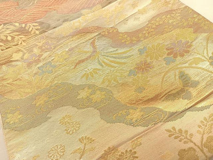 平和屋着物◎六通柄袋帯　道長花鳥文　金糸　正絹　逸品　BAAW8023qw