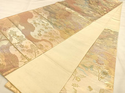 平和屋着物◎六通柄袋帯　道長花鳥文　金糸　正絹　逸品　BAAW8023qw