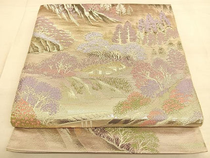 平和屋着物◎六通柄袋帯　嵯峨野路　二重箔錦　正絹　逸品　BAAW8025qw