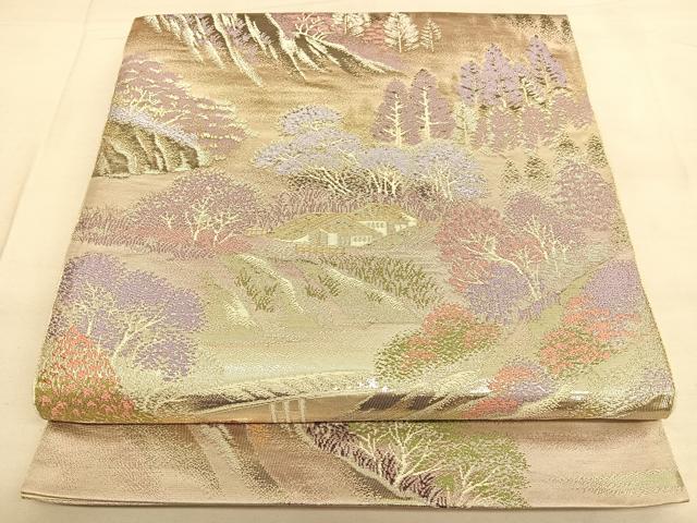平和屋着物◎六通柄袋帯　嵯峨野路　二重箔錦　正絹　逸品　BAAW8025qw