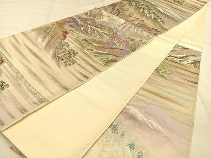 平和屋着物◎六通柄袋帯　嵯峨野路　二重箔錦　正絹　逸品　BAAW8025qw