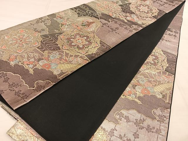 平和屋着物◎六通柄袋帯　正倉院花鳥文　金糸　正絹　逸品　BAAW8027qw