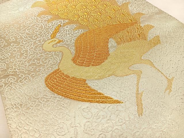 平和屋着物◎六通柄袋帯　唐織　孔雀文　金銀糸　正絹　逸品　BAAW8028qw