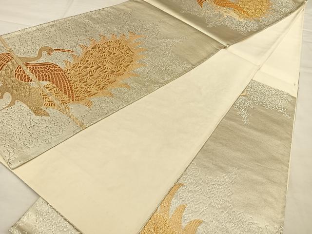 平和屋着物◎六通柄袋帯　唐織　孔雀文　金銀糸　正絹　逸品　BAAW8028qw