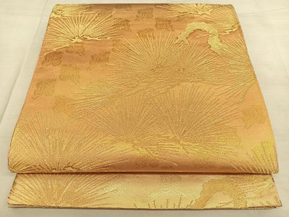 平和屋着物◎六通柄袋帯　唐織　枝松文　金糸　正絹　逸品　BAAW8029qw