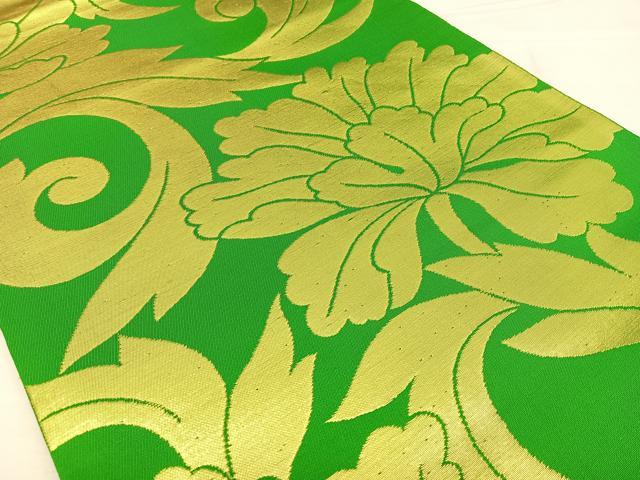 平和屋着物◎全通柄　本袋帯　花唐草文　金糸　正絹　逸品　BAAW8033qw