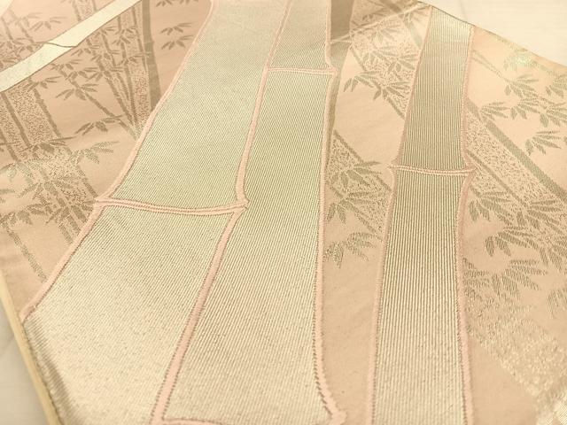 平和屋着物◎西陣　六通柄袋帯　笹竹文　銀糸　正絹　逸品　BAAW8041qw