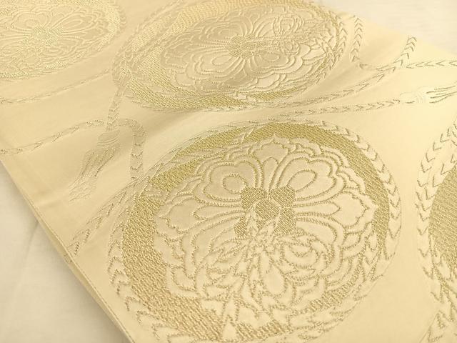 平和屋着物◎六通柄袋帯　鏡裏文　銀糸　正絹　逸品　BAAW8047qw