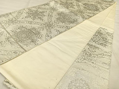 平和屋着物◎六通柄　本袋帯　正倉院花文　銀糸　正絹　逸品　BAAW8053qw