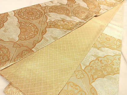 平和屋着物◎六通柄袋帯　正倉院花文　金銀糸　正絹　逸品　BAAW8058qw