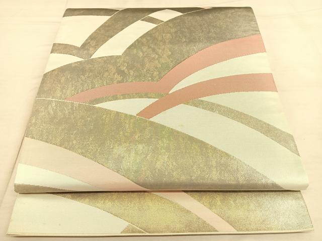平和屋着物◎伝統工芸士　紋屋五左衛門　六通柄袋帯　幾何学文様　正絹　逸品　BAAW8059qw