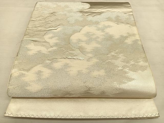 平和屋着物◎六通柄袋帯　雲取り文　引箔つづれ　銀糸　正絹　逸品　BAAW8064qw