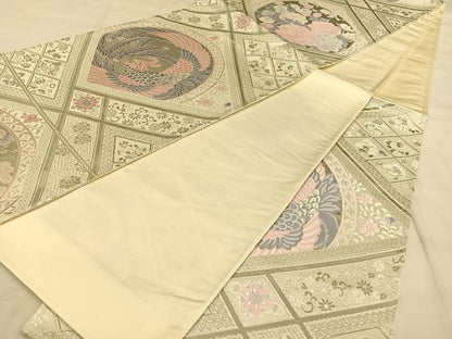平和屋着物◎六通柄袋帯　唐織　彩華鳳凰文　プラチナ箔　正絹　逸品　BAAW8066qw