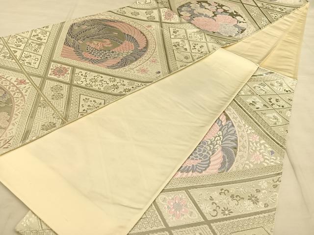 平和屋着物◎六通柄袋帯　唐織　彩華鳳凰文　プラチナ箔　正絹　逸品　BAAW8066qw