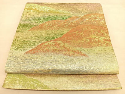 平和屋着物◎六通柄袋帯　唐織　遠山文　金銀糸　正絹　逸品　BAAW8072qw