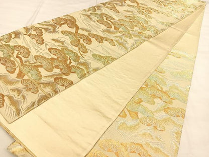 平和屋着物◎六通柄袋帯　唐織　浜松文　金銀糸　正絹　逸品　BAAW8074qw