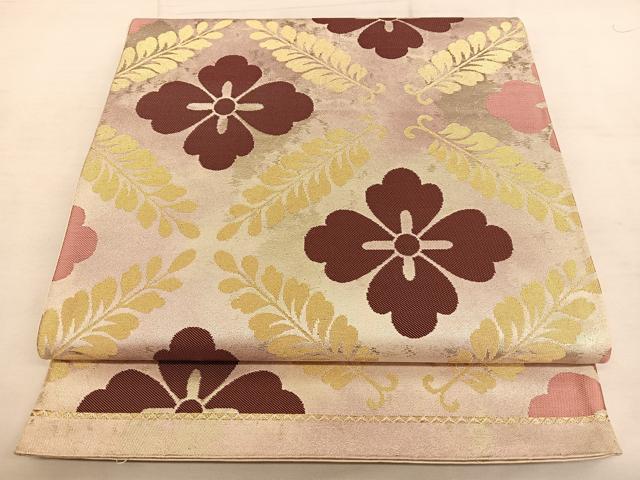 平和屋着物◎六通柄袋帯　花菱文　金糸　正絹　逸品　BAAW8096qw