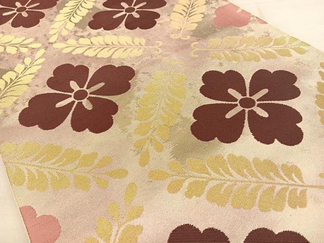 平和屋着物◎六通柄袋帯　花菱文　金糸　正絹　逸品　BAAW8096qw