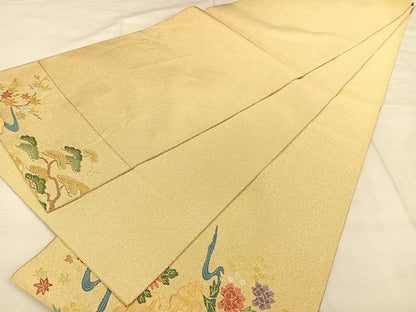 平和屋着物◎太鼓柄袋帯　風景文　金糸　正絹　逸品　BAAW8103qw
