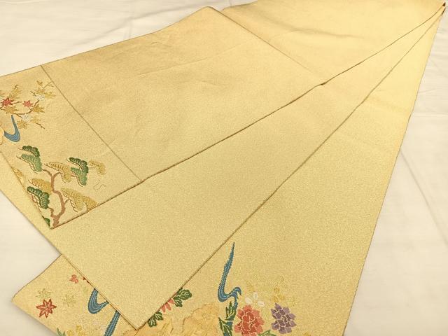平和屋着物◎太鼓柄袋帯　風景文　金糸　正絹　逸品　BAAW8103qw