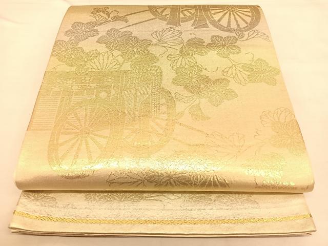 平和屋着物◎六通柄袋帯　蔦の葉御所車文　金糸　正絹　逸品　BAAW8114qw