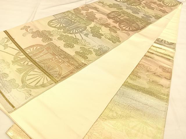平和屋着物◎六通柄袋帯　蔦の葉御所車文　金糸　正絹　逸品　BAAW8114qw