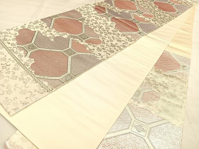 平和屋着物◎六通柄袋帯 蜀江吉祥文 銀糸 正絹 逸品 BAAW8121qw