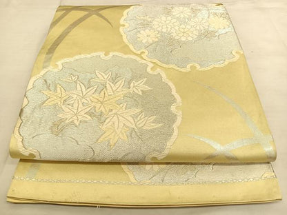 平和屋着物◎六通柄袋帯 唐織 夕顔 銀糸 正絹 逸品 BAAW8124qw