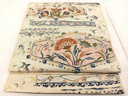 平和屋着物◎六通柄　本袋帯　唐織　装美　花唐草文　金銀糸　正絹　逸品　BAAW8139qw