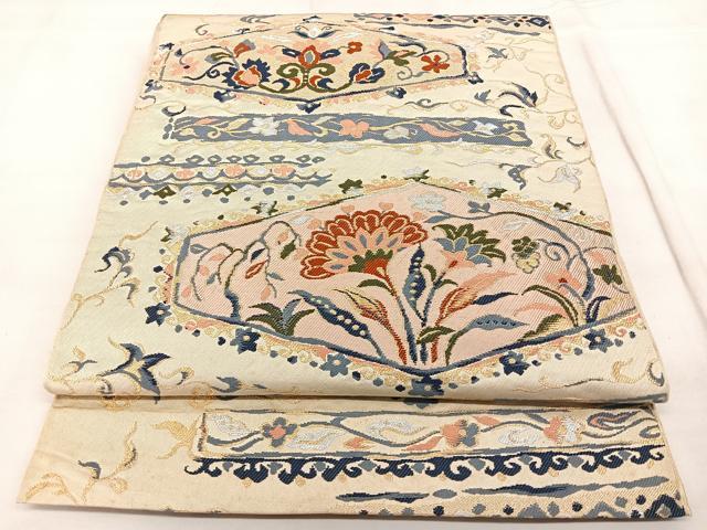 平和屋着物◎六通柄　本袋帯　唐織　装美　花唐草文　金銀糸　正絹　逸品　BAAW8139qw