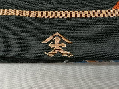 平和屋着物◎六通柄袋帯 唐織 舞花文 黒地 金糸 正絹 逸品 BAAW8142qw