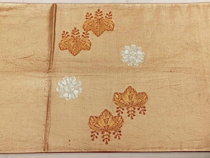 平和屋着物◎太鼓柄袋帯 総駒刺繍 舞花文 金銀糸 正絹 逸品 BAAW8143qw