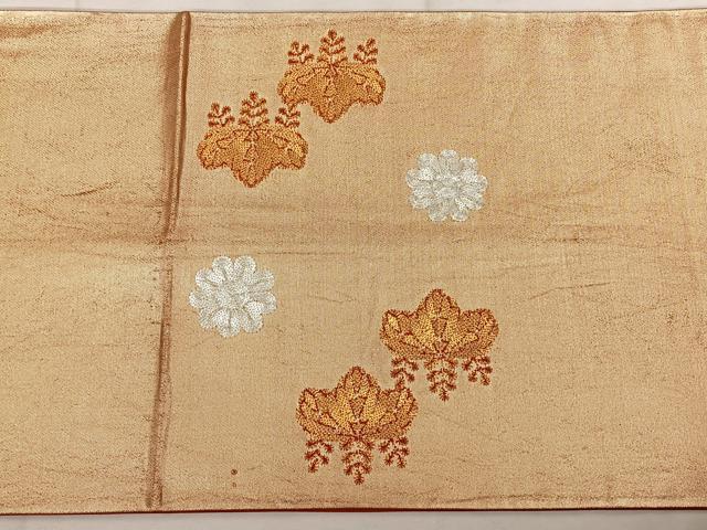 平和屋着物◎太鼓柄袋帯 総駒刺繍 舞花文 金銀糸 正絹 逸品 BAAW8143qw