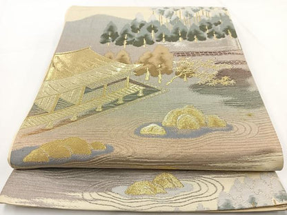 平和屋着物◎六通柄袋帯　枯山水　金銀糸　引箔　正絹　逸品　BAAW8165yc