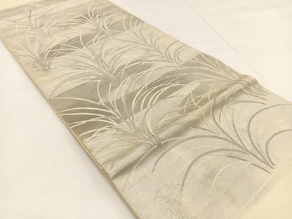 平和屋着物◎太鼓柄袋帯　唐織　エ霞草葉文　銀糸　引箔　正絹　逸品　BAAW8167yc